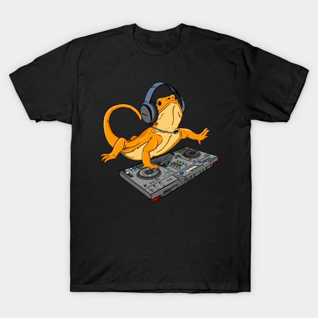 Bearded Dragon DJ Sound Tech Party T-Shirt by HiDearPrint